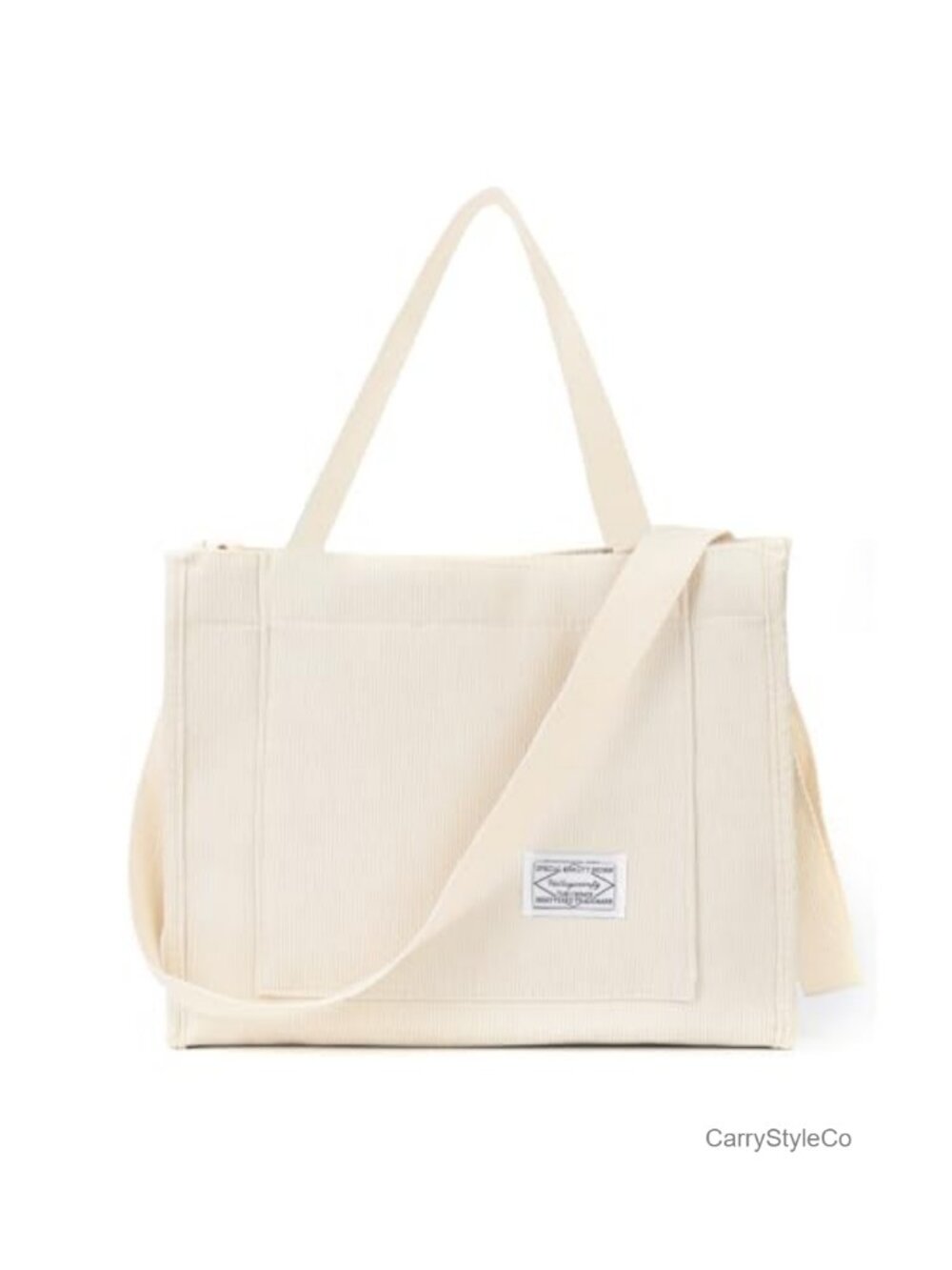 Corduroy Tote Bag Crossbody Adjustable Straps Large Capacity